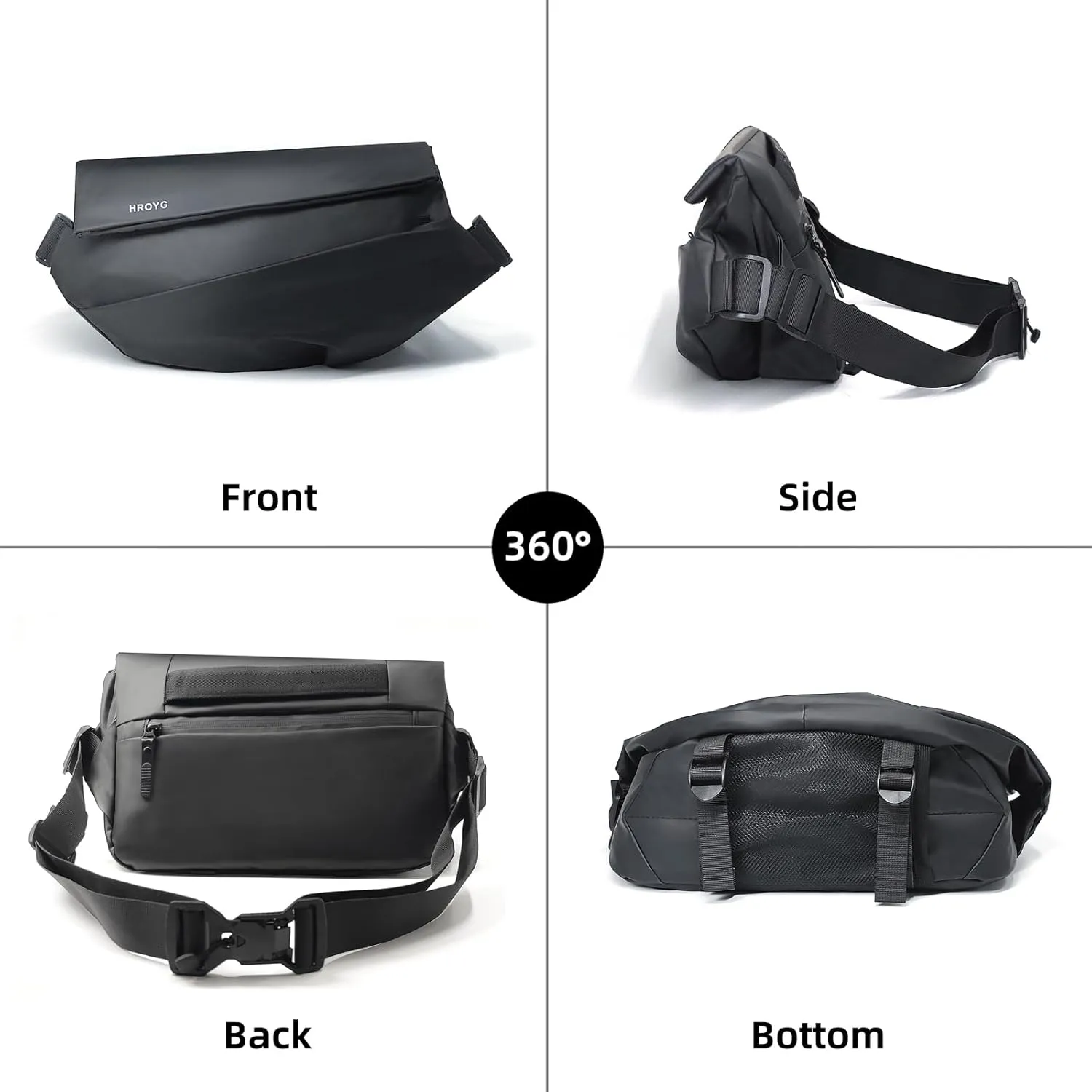 Obsidian Sling Bag Hidden magnetic buckle Waterproof Matte Leather Crossbody Bag with Quick-Release Magnetic Buckle