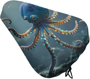 Octopus Bike Seat Cover Water-Repellent Exercise Bike Seat Cushion Bicycle Saddle Cover with Drawstring Rain Snow Dust Covers for City Mountain Road Biking