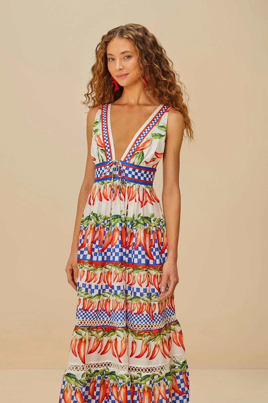 Off-White Picnic Peppers Ainika Midi Dress