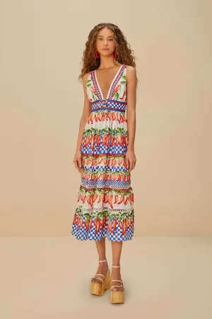 Off-White Picnic Peppers Ainika Midi Dress