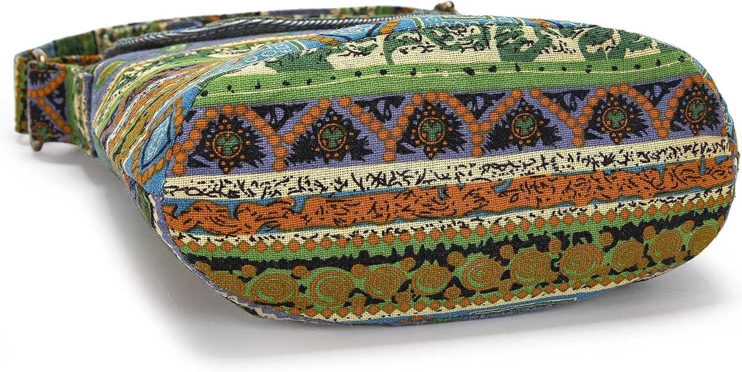 OPQRSTU Women's Retro Small Size Canvas Shoulder Bag Hippie Boho Crossbody Handbag