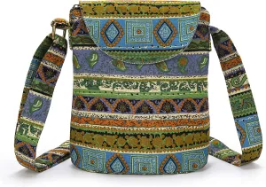 OPQRSTU Women's Retro Small Size Canvas Shoulder Bag Hippie Boho Crossbody Handbag