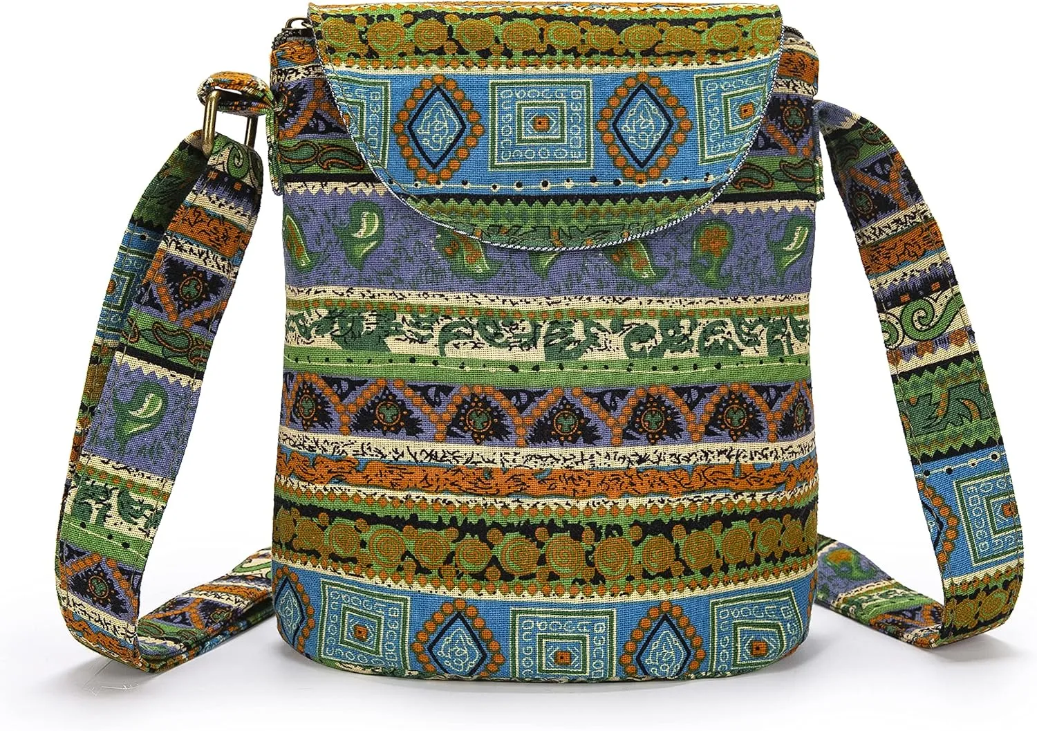OPQRSTU Women's Retro Small Size Canvas Shoulder Bag Hippie Boho Crossbody Handbag