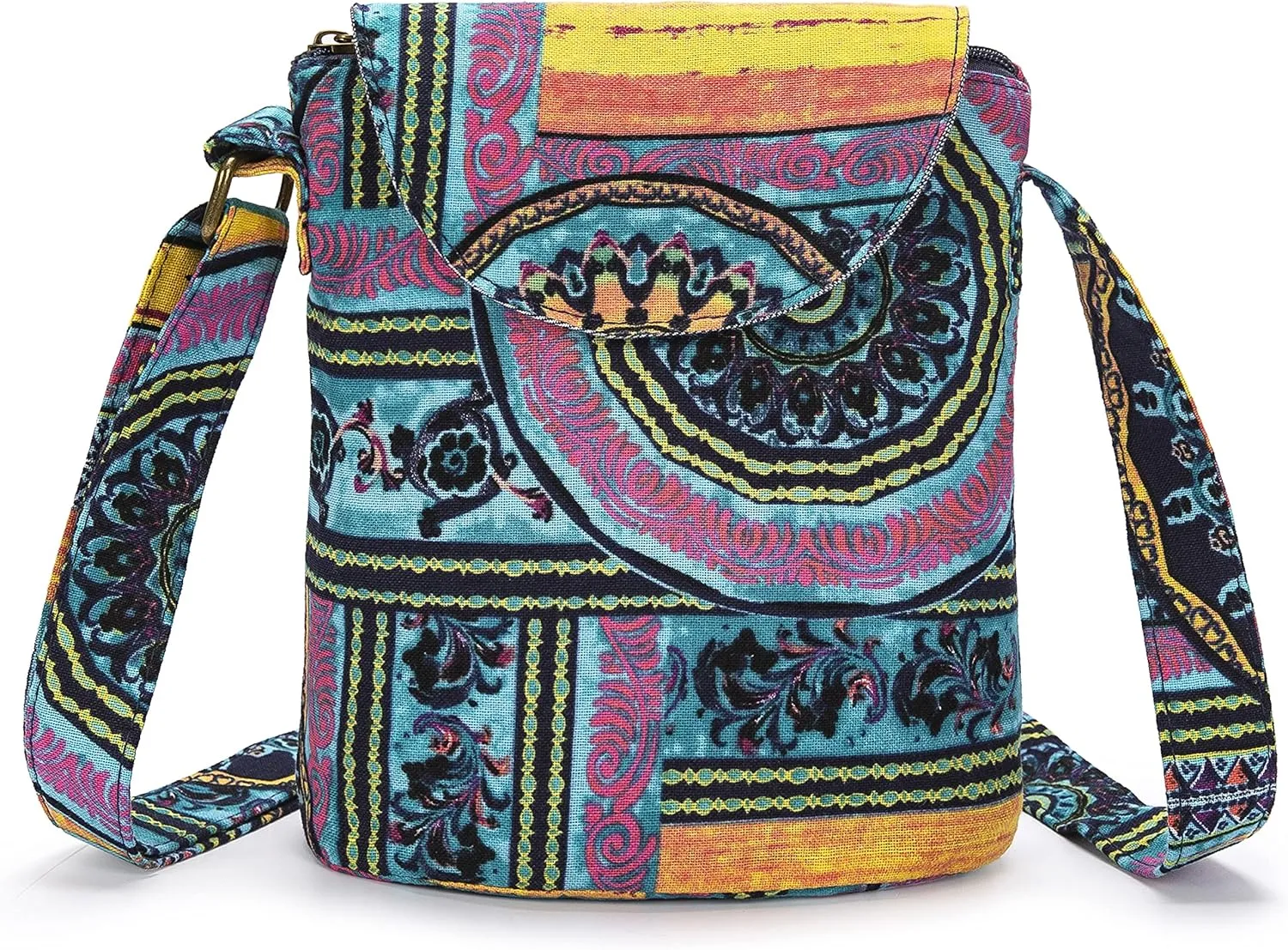 OPQRSTU Women's Retro Small Size Canvas Shoulder Bag Hippie Boho Crossbody Handbag