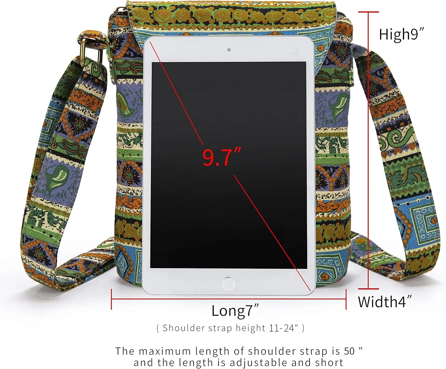 OPQRSTU Women's Retro Small Size Canvas Shoulder Bag Hippie Boho Crossbody Handbag