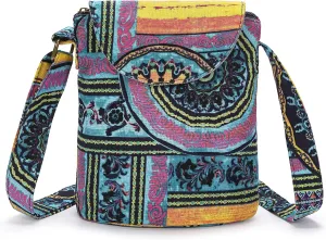 OPQRSTU Women's Retro Small Size Canvas Shoulder Bag Hippie Boho Crossbody Handbag