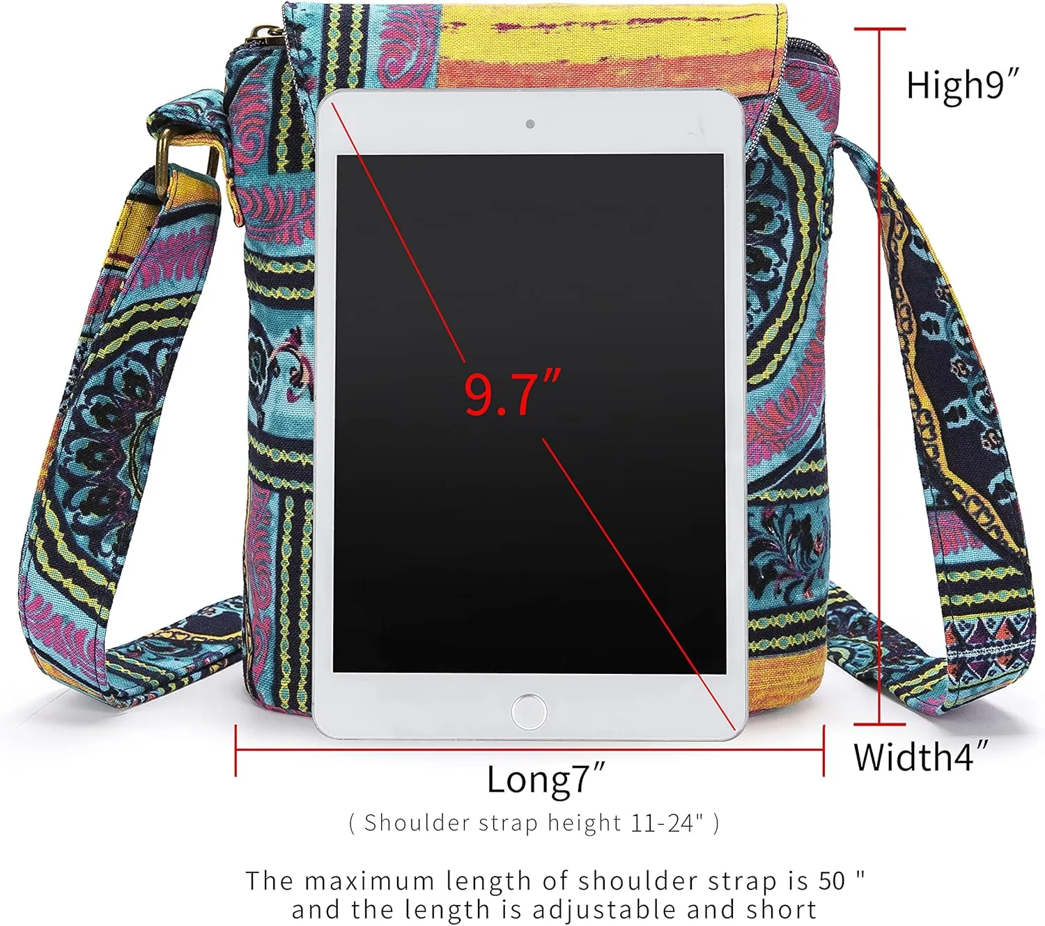 OPQRSTU Women's Retro Small Size Canvas Shoulder Bag Hippie Boho Crossbody Handbag
