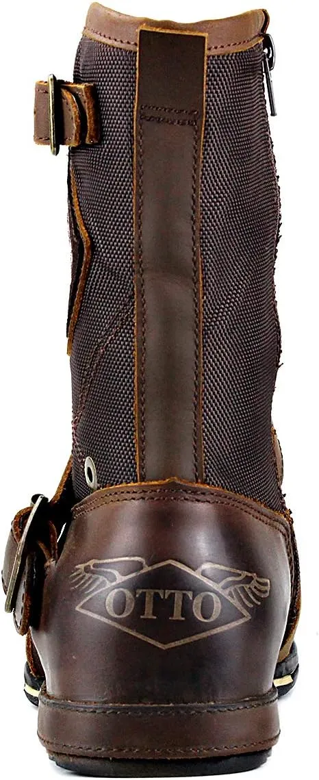 OSSTONE Moto Boots for Men Designer Fashion Zipper-up Leather Chukka western Boots Casual Shoes OS-5008-1-HH-US