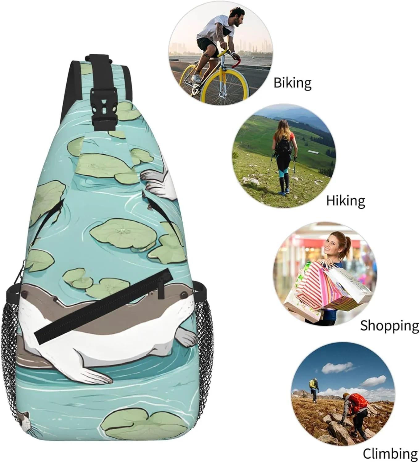 Otters Print Print Cross Chest Bag Diagonally For Short-Distance Travel And Daily Use