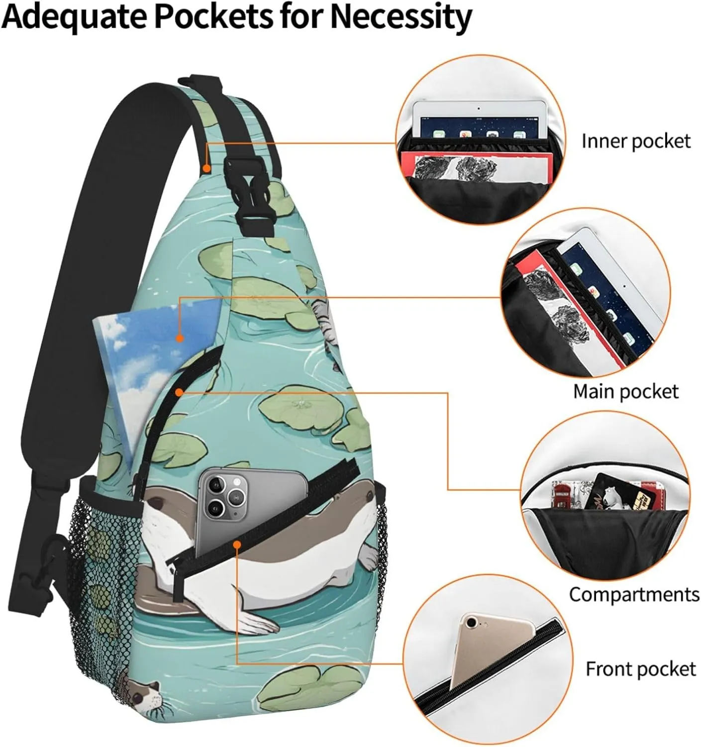 Otters Print Print Cross Chest Bag Diagonally For Short-Distance Travel And Daily Use