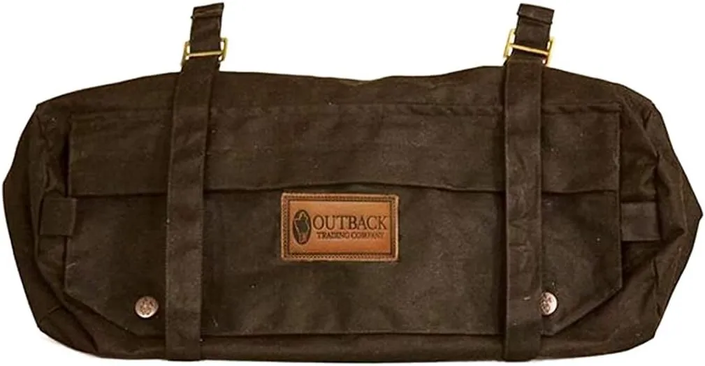 Outback Trading Unisex 2004 Waterproof Breathable Brown Oilskin Cotton Equestrian Cantle Saddle Bag for Horse Riding