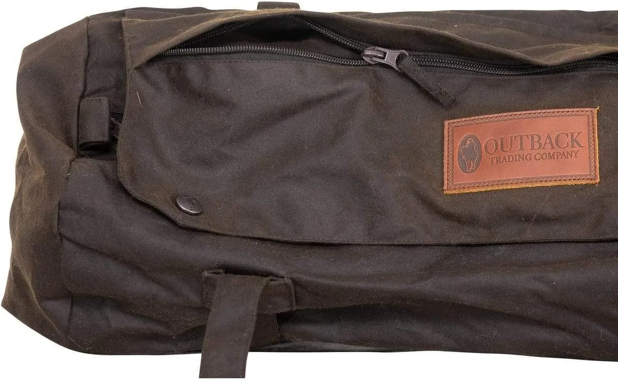 Outback Trading Unisex 2004 Waterproof Breathable Brown Oilskin Cotton Equestrian Cantle Saddle Bag for Horse Riding
