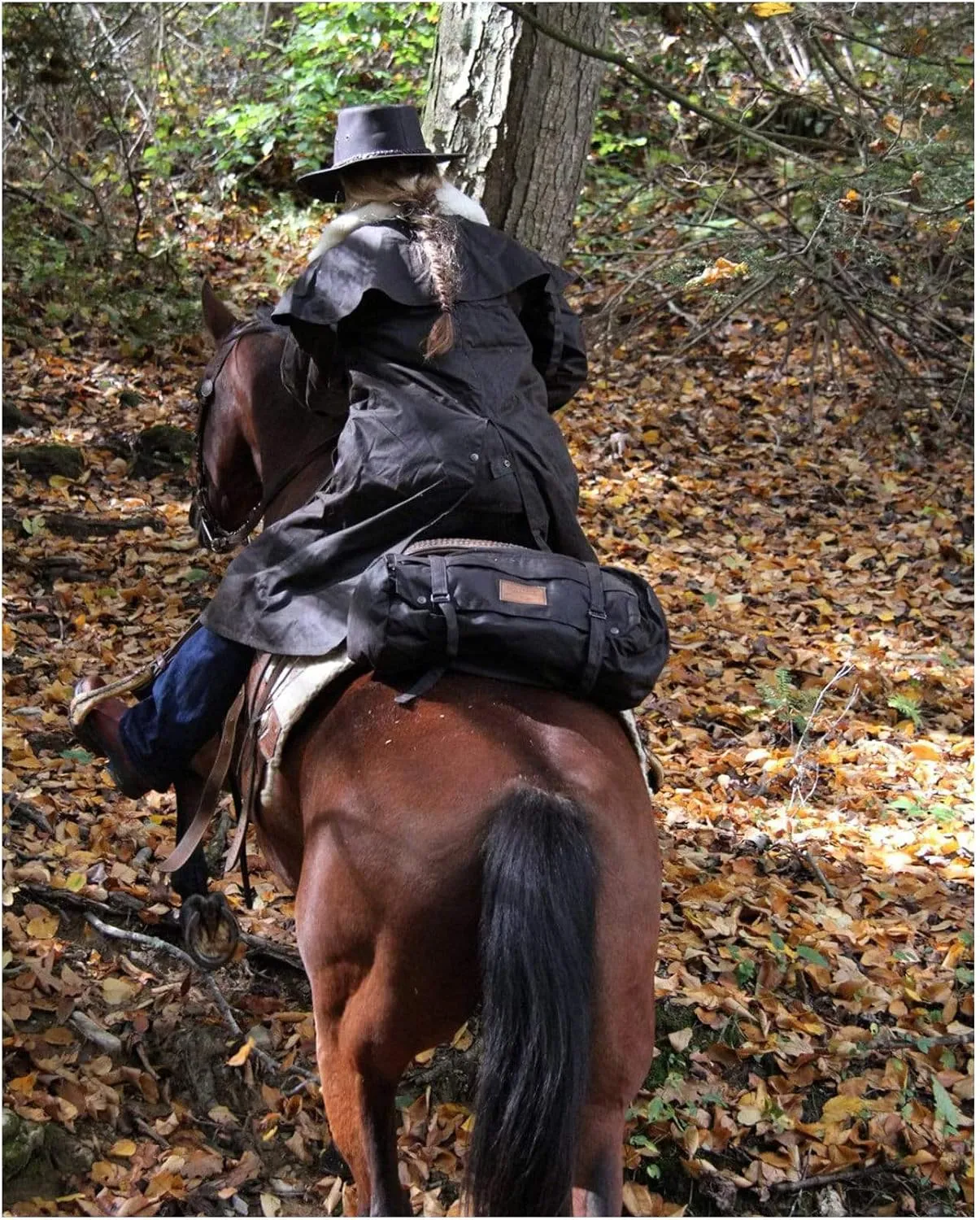 Outback Trading Unisex 2004 Waterproof Breathable Brown Oilskin Cotton Equestrian Cantle Saddle Bag for Horse Riding