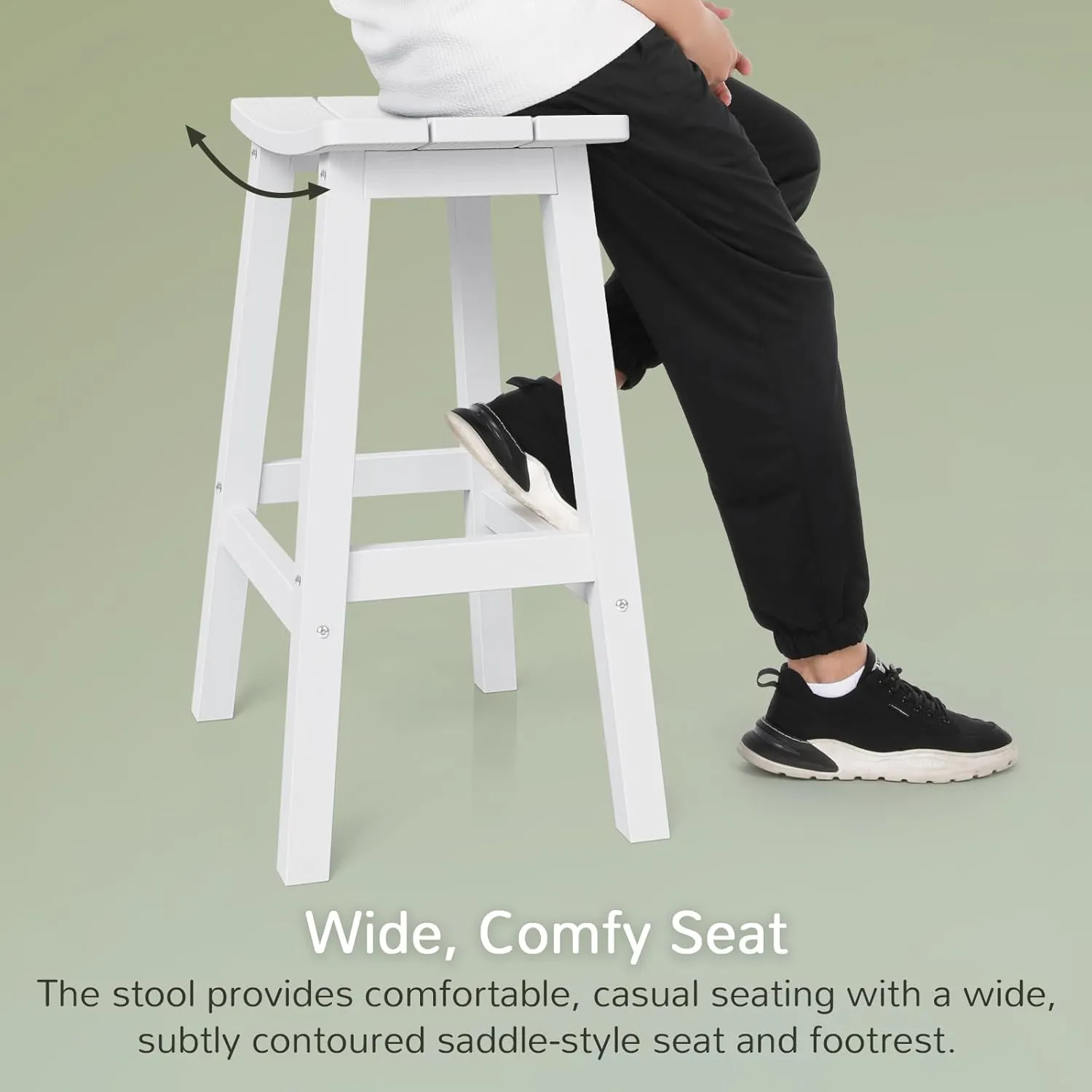 Outdoor Bar Stools Set of 2, Waterproof Barstools, Easy to Clean and Care, for Bar, Kitchen Counter, Deck, and Patio, White