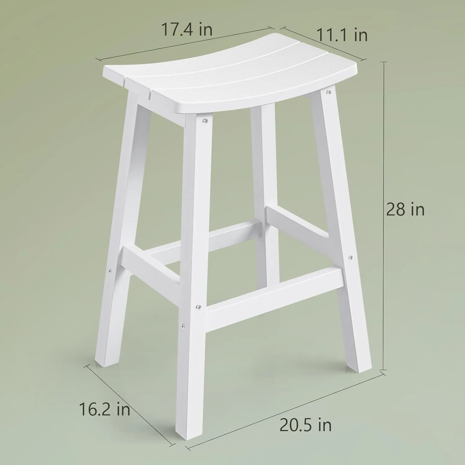 Outdoor Bar Stools Set of 2, Waterproof Barstools, Easy to Clean and Care, for Bar, Kitchen Counter, Deck, and Patio, White