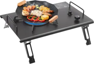 Outdoor Camping Stove, 4000W Portable Stove with Adjustable Burners, Foldable Table IGT Table, Gas Camp Stove Butane, PropaneBurners for Outdoor Cooking, Hiking, Camping, Emergency, Black