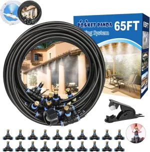 Outdoor Misters for Patio Cooling, Misting System 65Ft (20M), Water Misters for Cooling Outdoor, Backyard, Garden, Greenhouse, Umbrella, Deck, Canopy, Pool, Porch, Gazebo, Trampoline, BBQ Accessories