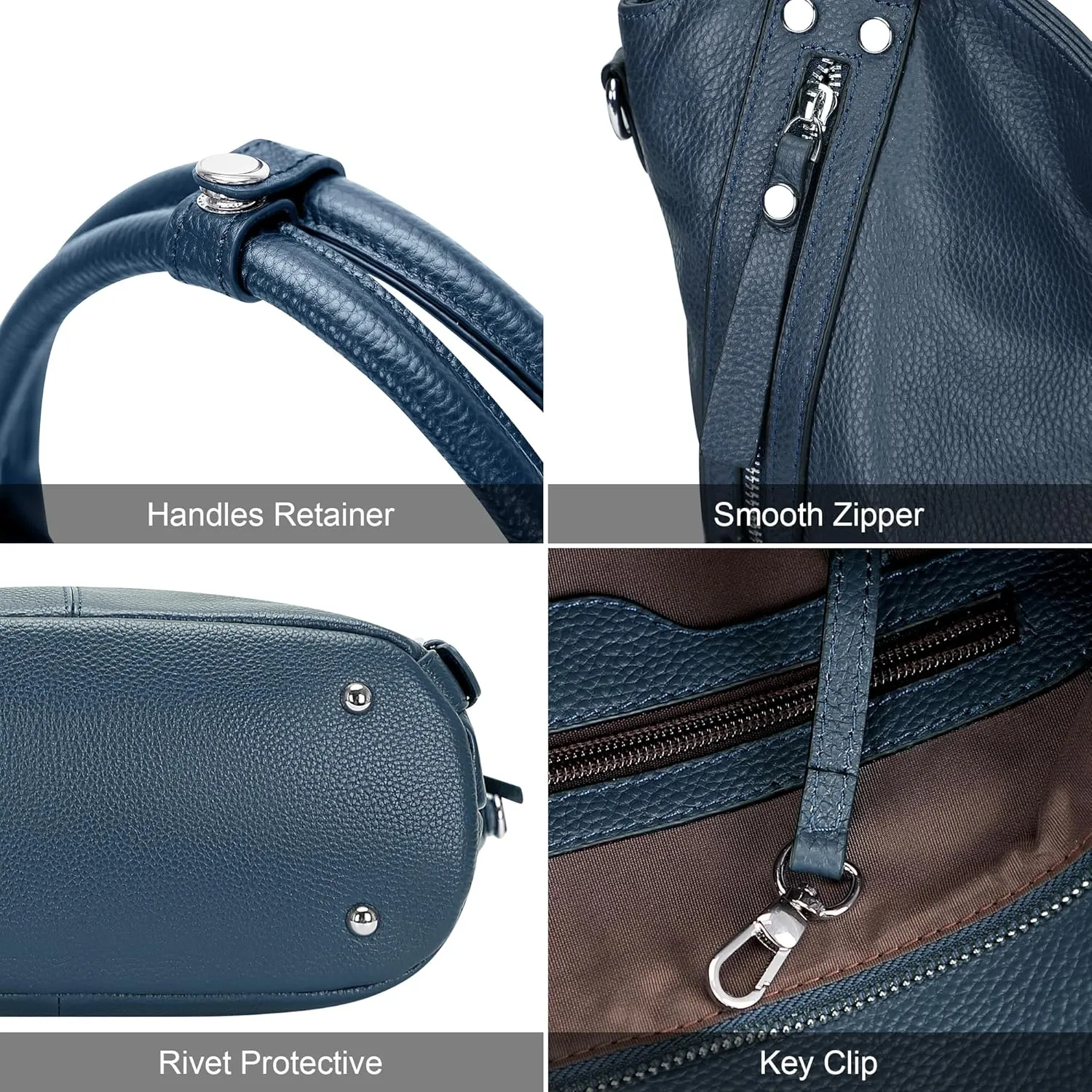 Over Earth Genuine Leather Handbags for Women Hobo Shoulder Bags Ladies Tote Bag