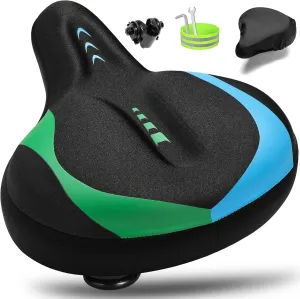 Oversized Bike Seat for Men & Women, Comfortable Gel Padded, Extra Wide Bicycle Seat Cushion Comfort, Replacement Saddle for Peloton, Stationary Exercise Bike, Mountain Bike, Cruiser, City Bike
