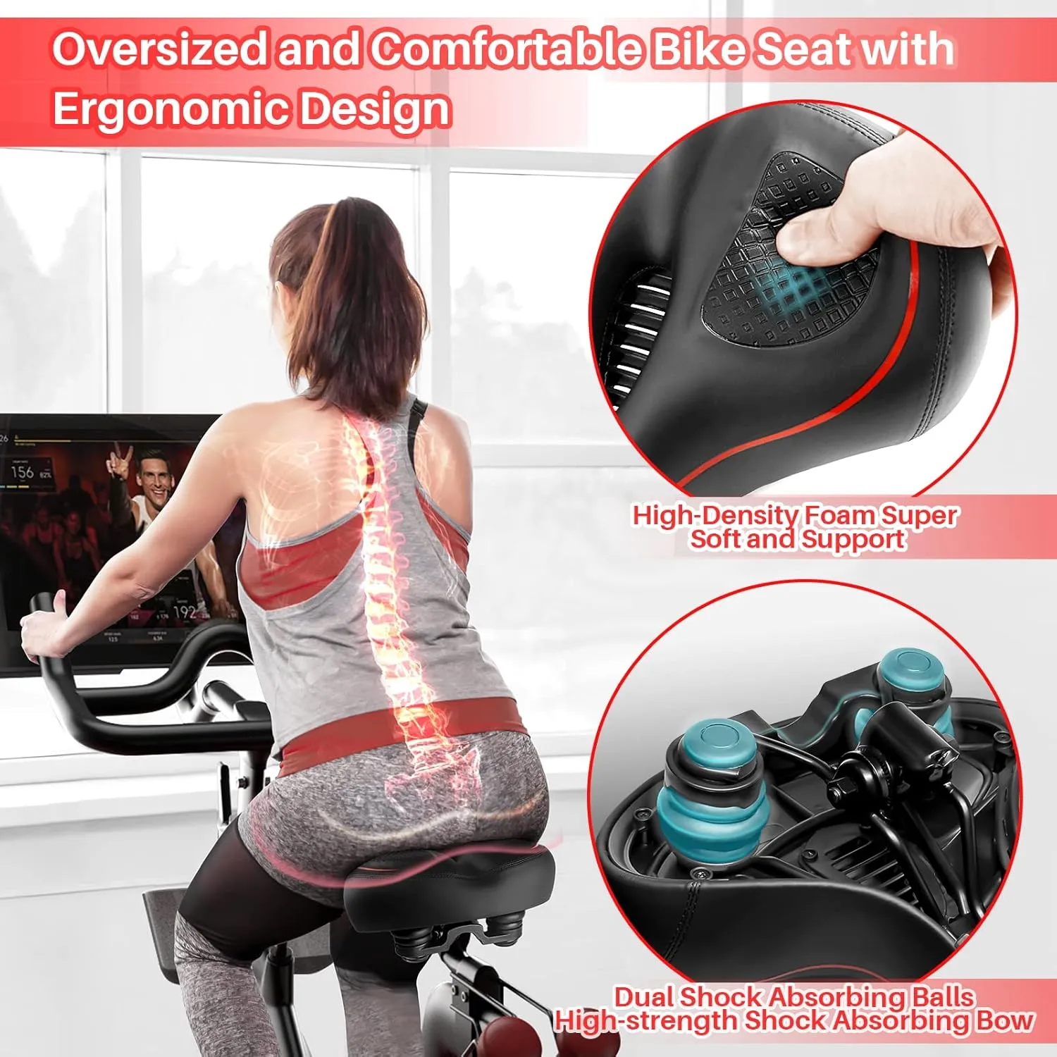 Oversized Bike Seat for Peloton Bike & Bike , Comfort Seat Cushion Compatible with Peloton, Road or Exercise Bikes, Bicycle Wide Saddle Replacement for Men & Women, Accessories for Peloton