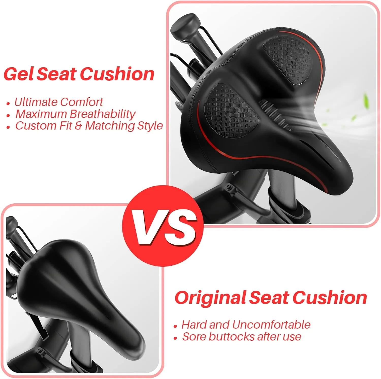 Oversized Bike Seat for Peloton Bike & Bike , Comfort Seat Cushion Compatible with Peloton, Road or Exercise Bikes, Bicycle Wide Saddle Replacement for Men & Women, Accessories for Peloton