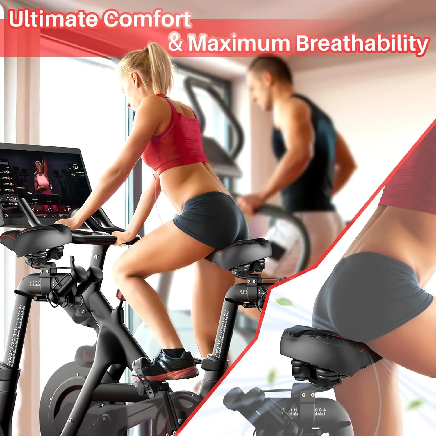 Oversized Bike Seat for Peloton Bike & Bike , Comfort Seat Cushion Compatible with Peloton, Road or Exercise Bikes, Bicycle Wide Saddle Replacement for Men & Women, Accessories for Peloton