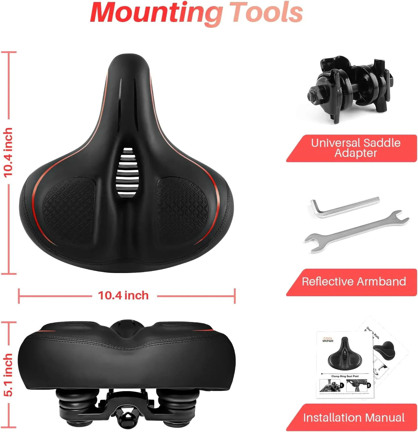 Oversized Bike Seat for Peloton Bike & Bike , Comfort Seat Cushion Compatible with Peloton, Road or Exercise Bikes, Bicycle Wide Saddle Replacement for Men & Women, Accessories for Peloton