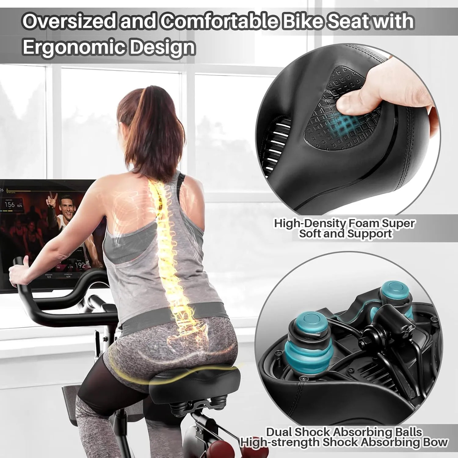 Oversized Bike Seat for Peloton Bike & Bike , Wide Bicycle Saddle Replacement Compatible with Peloton, Exercise or Road Bikes, Seat Cushion for Men & Women