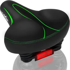 Oversized Bike Seat, Wide Bicycle Seat for Women Men Comfort, Universal Waterproof Bike Saddle Replacement with Safety Reflective Strip for Peloton, Exercise Bikes, Cruiser, City Bikes