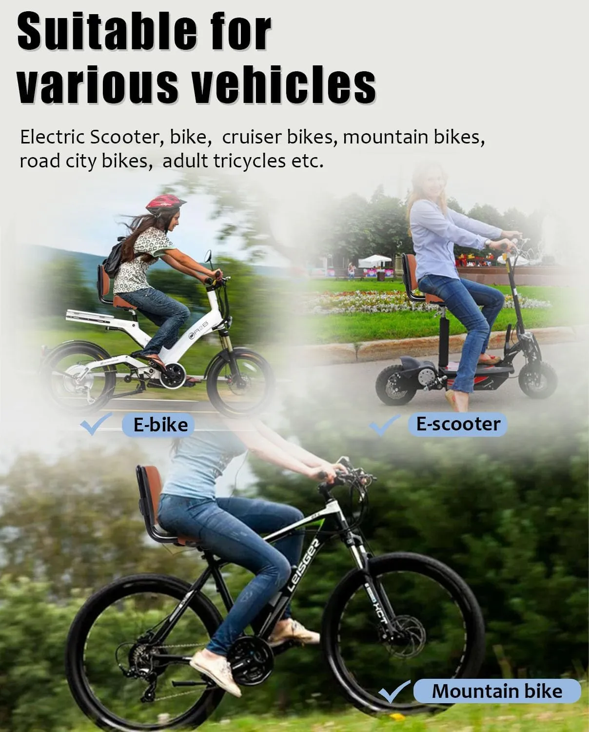 Oversized Electric Scooter Saddle with Backrest - Comfortable Wide Bike Seat Cushion Replacement, Extra Wide Bicycle Seat Wing Ergonomic Design, Shock Absorbing, Waterproof, Universal
