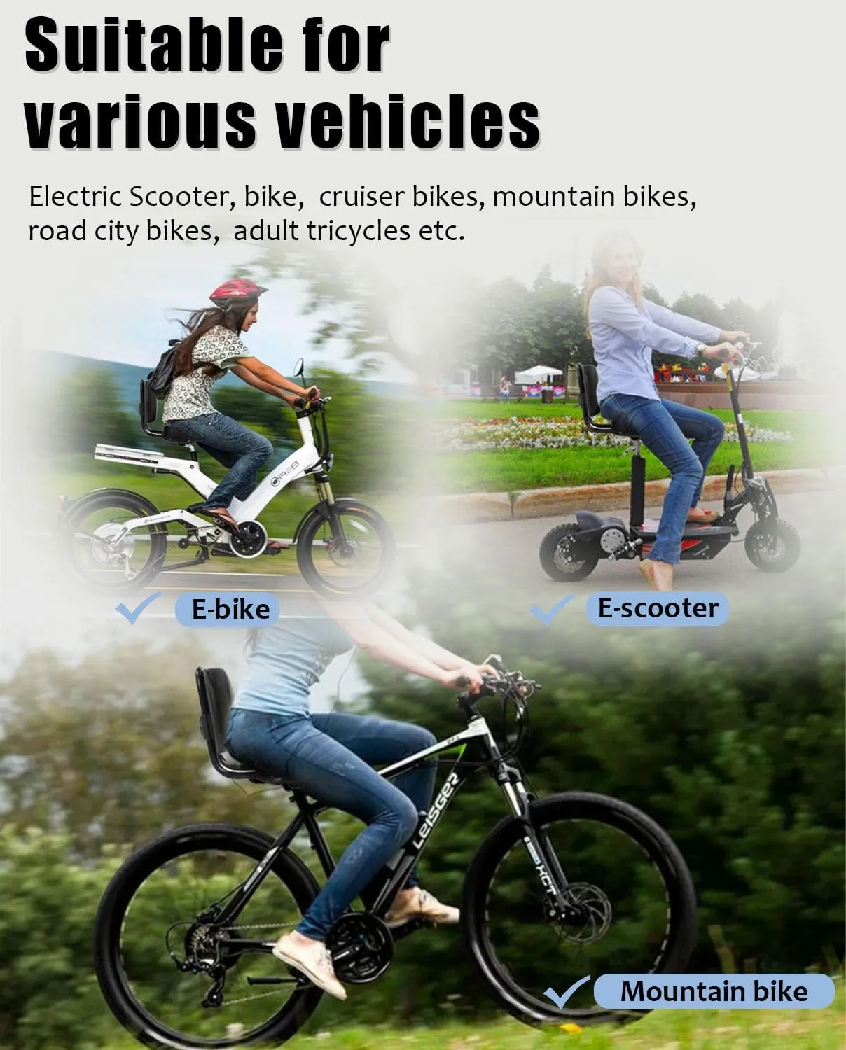 Oversized Electric Scooter Saddle with Backrest - Comfortable Wide Bike Seat Cushion Replacement, Extra Wide Bicycle Seat Wing Ergonomic Design, Shock Absorbing, Waterproof, Universal