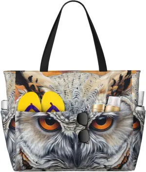 Owl Beliefs print Large Capacity Beach Travel Bag, Reusable Grocery Bag, Beach Bag