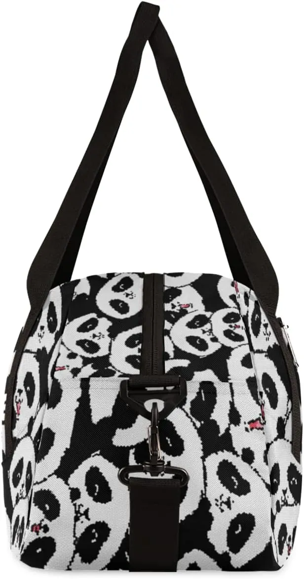 Panda Cute Pattern Personalized Kids Duffel Bag for Girls Boys, Panda Debris Custom Name Dance Bag Overnight Small Duffel Bag Carry On Weekend Sports Travel Bag for School Practice Gymnastics Ballet