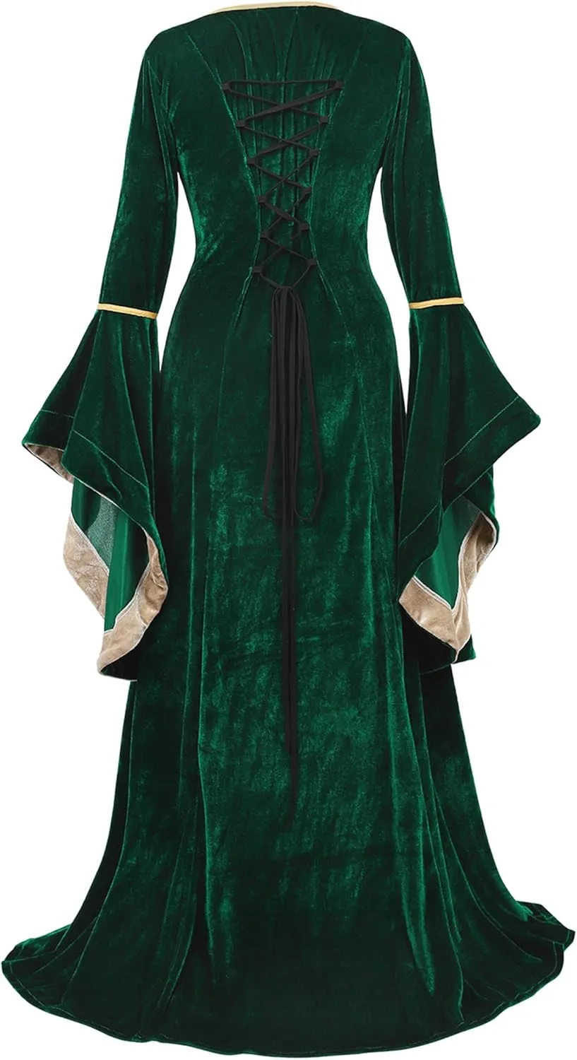 Parlsdy Renaissance Costume Women Velvet Irish Dress Medieval Witch Costumes Victorian Faire Costumes