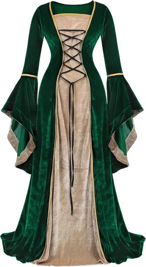 Parlsdy Renaissance Costume Women Velvet Irish Dress Medieval Witch Costumes Victorian Faire Costumes