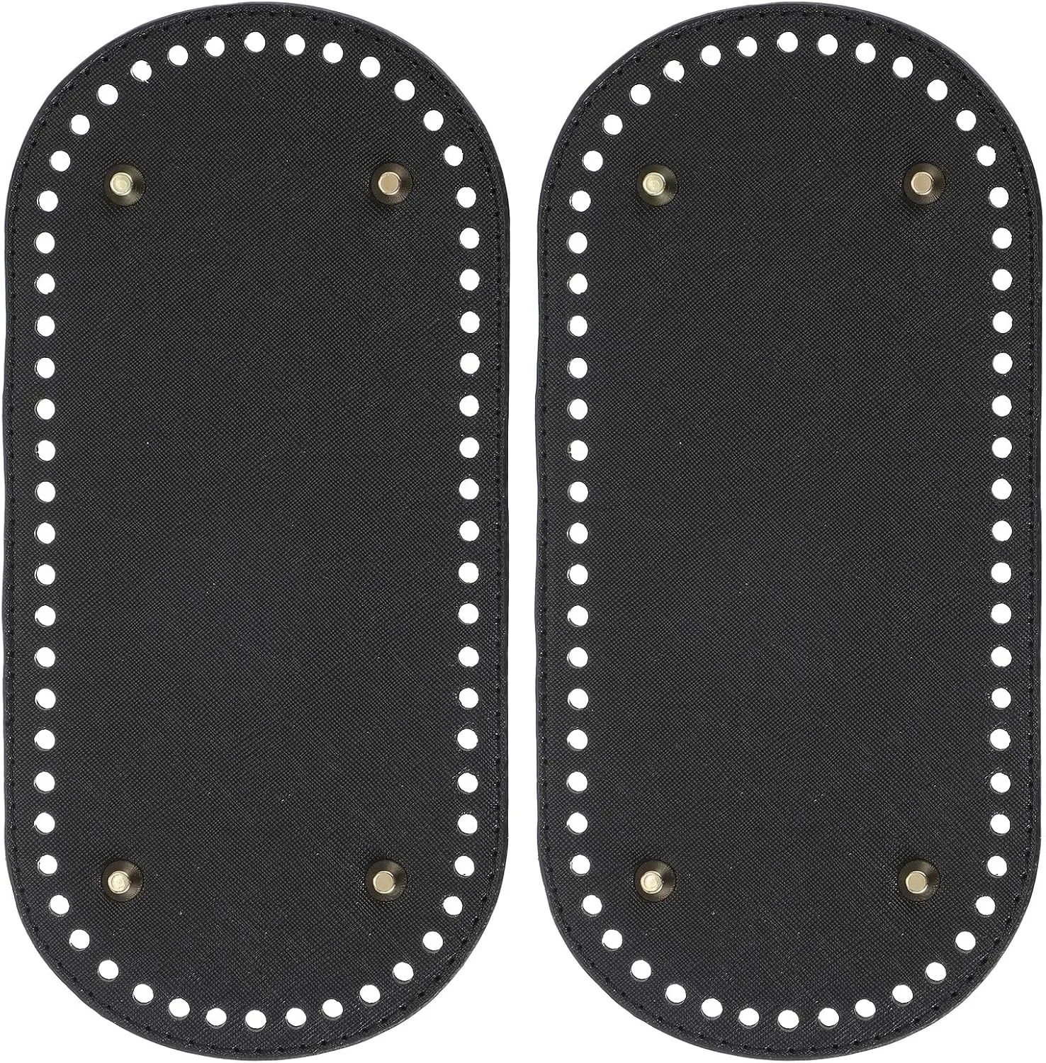 PATIKIL PU Leather Bag Bottom Shaper 9.8x4.7 Inch, 2Pcs Oval Knitting Crochet Bags Bottom Pad Base with Holes & Nails for DIY Handbag Shoulder Bags Purse Making Supplies, Black