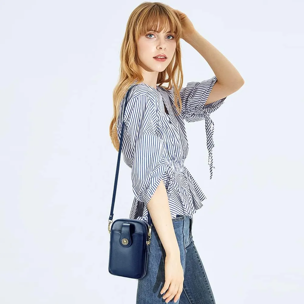 Peacocktion Small Crossbody Bags for Women, Leather RFID Cell Phone Purse, Trendy Travel Crossbody Purses with Zipper