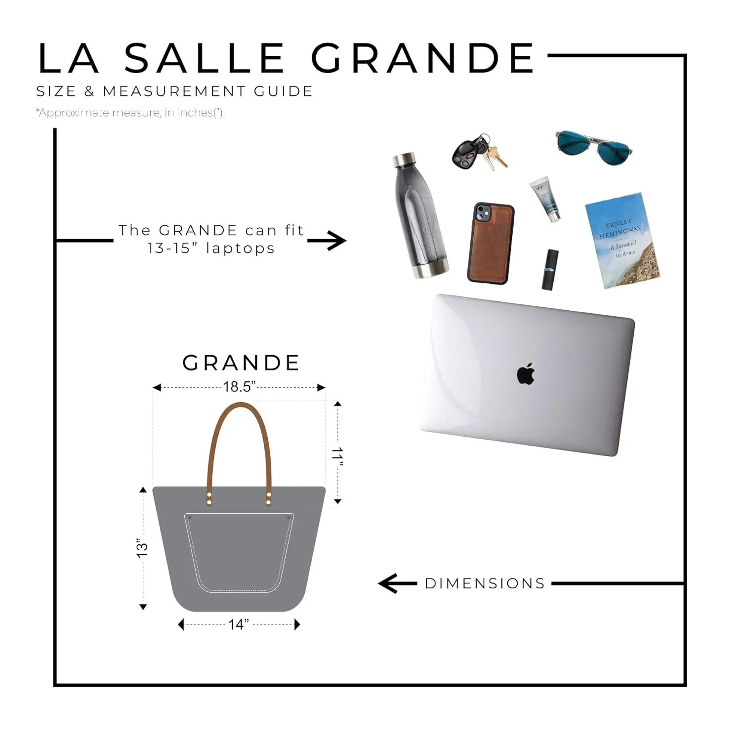 PEGAI Personalized 100% Leather Large Tote Bag for Women, Handmade, Organizer, Shoulder Detail, Laptop Can Fit, Amazing Gift Idea | Lasalle Grande, Basic, Rock