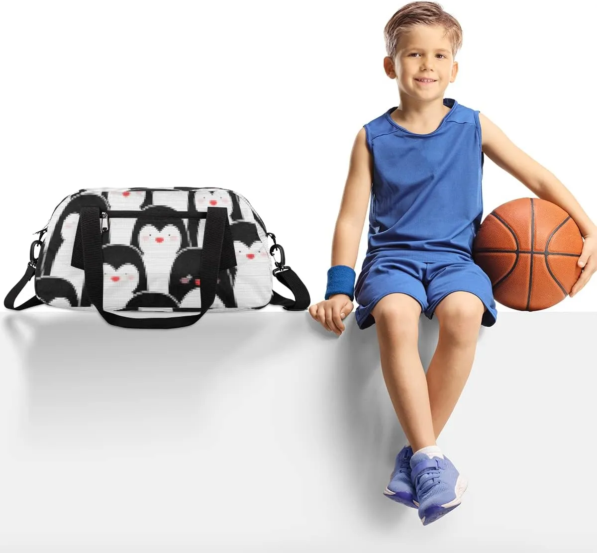 Penguins Kids Duffel Bag for Girls Boys Teens, Penguins Pixel Wind Dance Bag Overnight Small Duffel Bag Carry On Weekend Sports Gym Travel Bag for School Practice Gymnastics Ballet