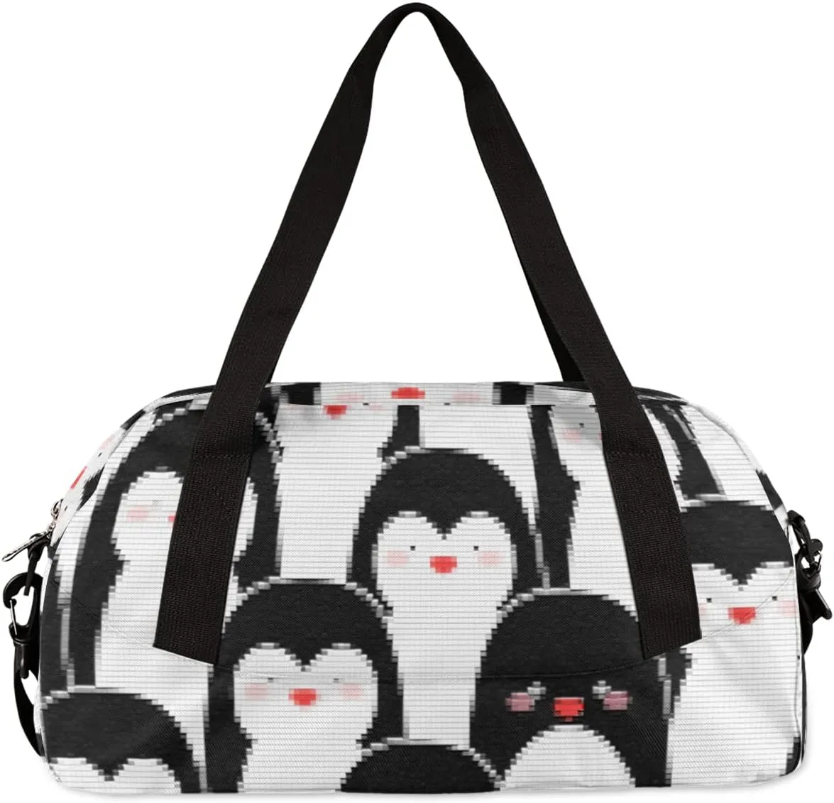 Penguins Kids Duffel Bag for Girls Boys Teens, Penguins Pixel Wind Dance Bag Overnight Small Duffel Bag Carry On Weekend Sports Gym Travel Bag for School Practice Gymnastics Ballet