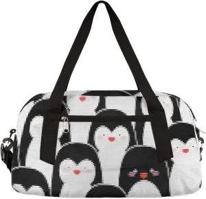 Penguins Kids Duffel Bag for Girls Boys Teens, Penguins Pixel Wind Dance Bag Overnight Small Duffel Bag Carry On Weekend Sports Gym Travel Bag for School Practice Gymnastics Ballet