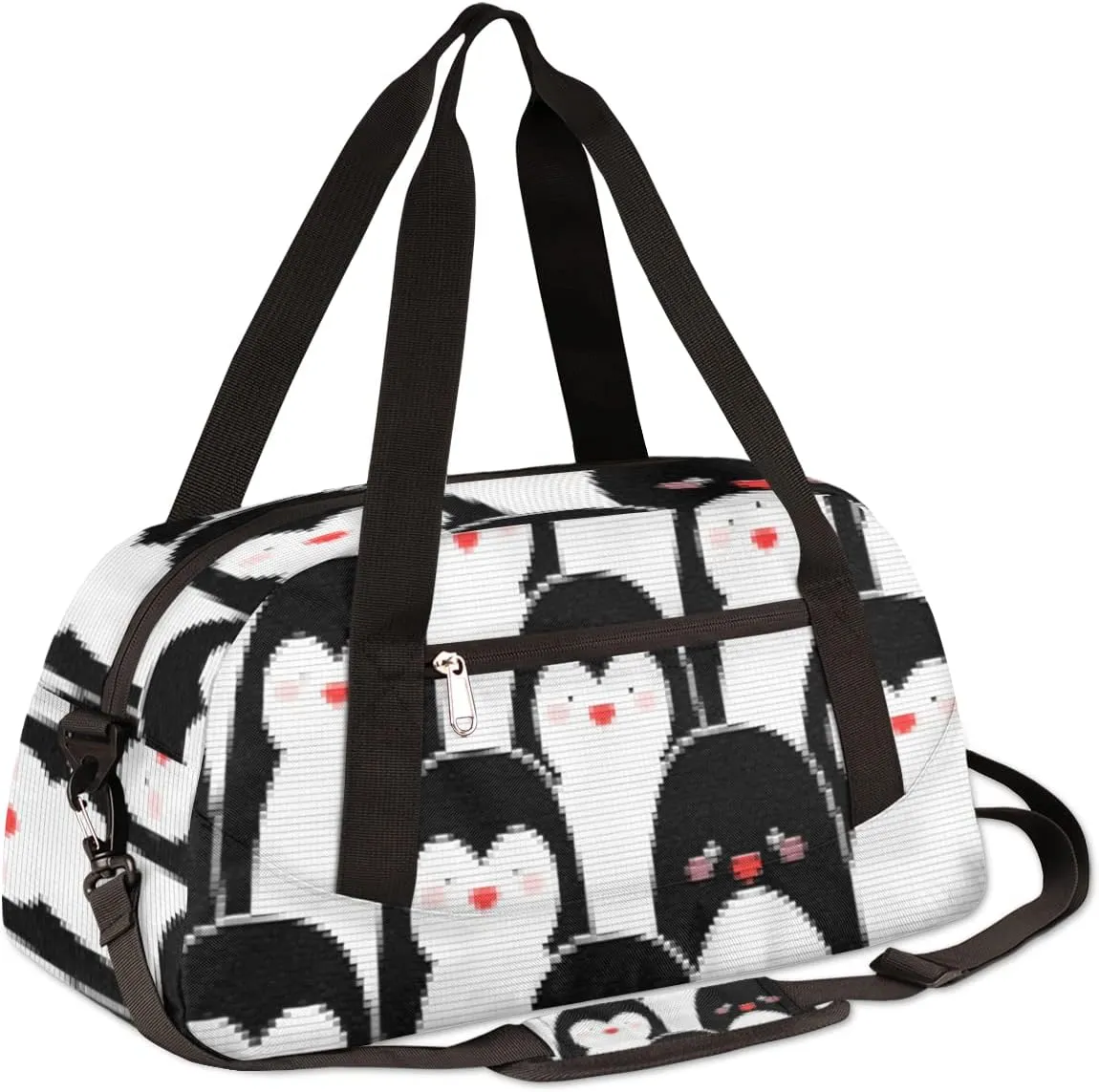 Penguins Kids Duffel Bag for Girls Boys Teens, Penguins Pixel Wind Dance Bag Overnight Small Duffel Bag Carry On Weekend Sports Gym Travel Bag for School Practice Gymnastics Ballet