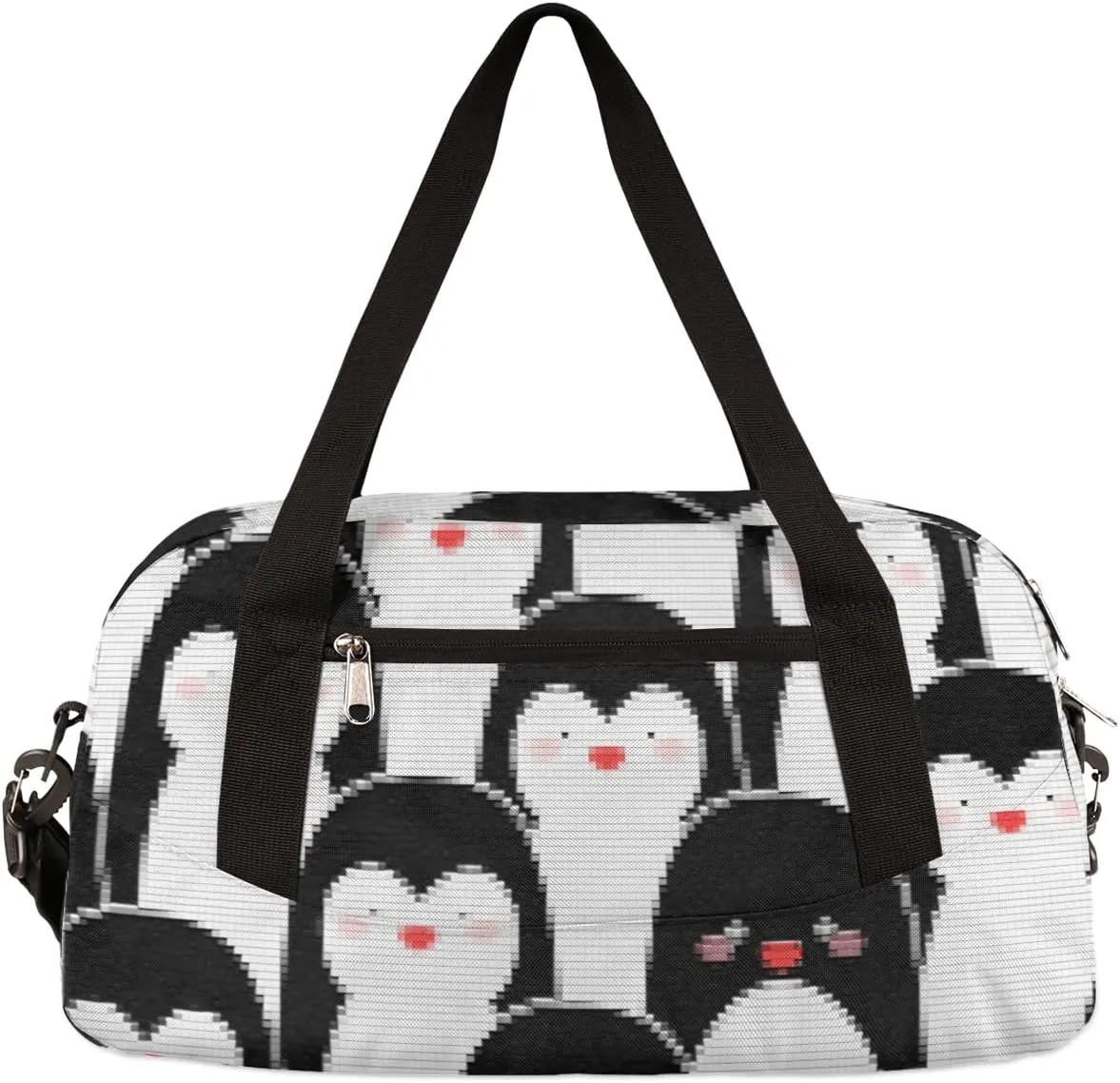 Penguins Kids Duffel Bag for Girls Boys Teens, Penguins Pixel Wind Dance Bag Overnight Small Duffel Bag Carry On Weekend Sports Gym Travel Bag for School Practice Gymnastics Ballet