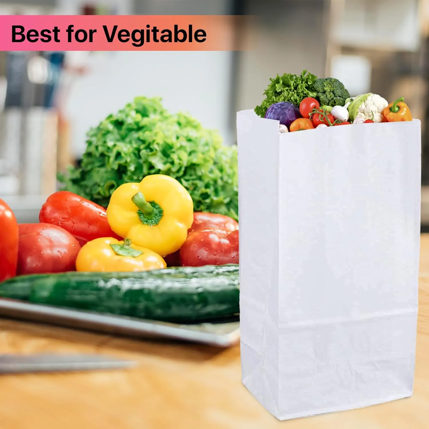 Perfect Stix 6lb White Paper Bags-Lunch Bags, Craft Bags, Grocery Bags- Pack of 500ct