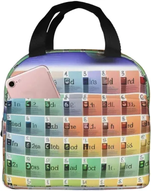Periodic Table Of Elements Print Adults Insulated Lunch Bag Keeps Food Hot/Cold For Hours, Men And Women Tote Bag