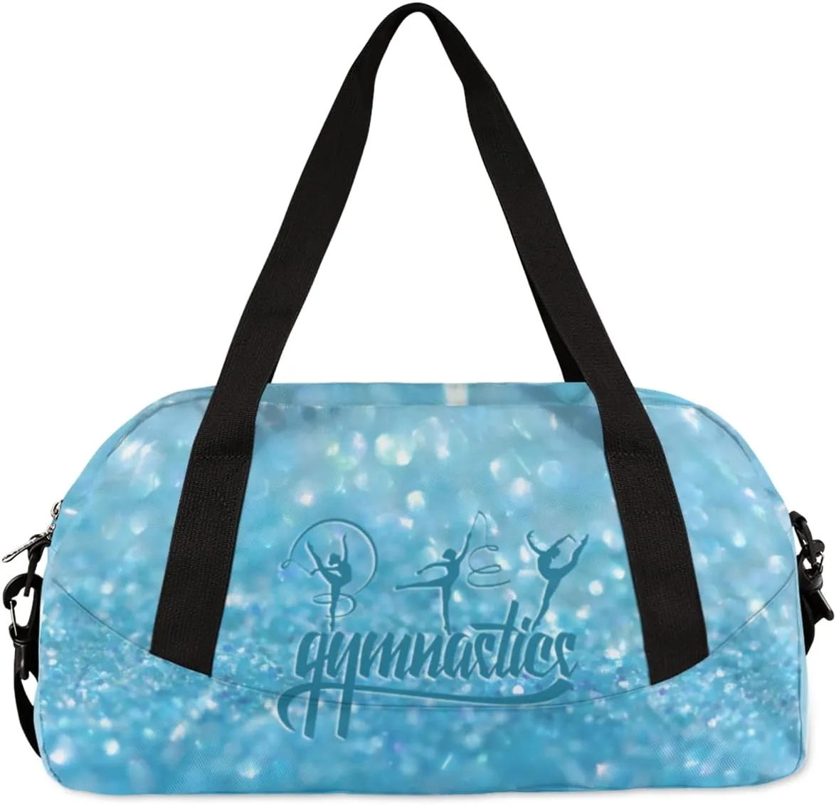 Personalized Gym Bag for Girls Teens, Custom Dance Bag Overnight Small Duffel Bag Carry On Weekend Sports Travel Bag for School Practice Gymnastics Ballet, Gymnastics Blue Stars