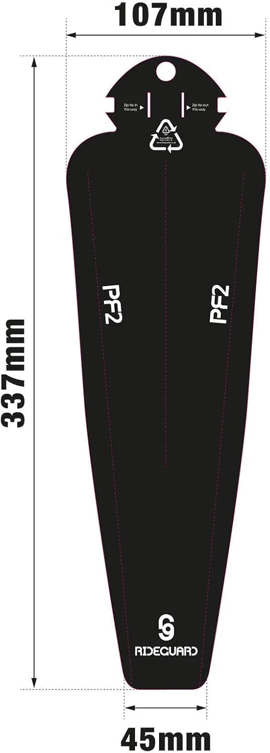 PF2 - Rear Saddle Mudguard Fender. Fits All Standard Rail Saddles, MTB, Gravel, Commuter, Road Bikes. UK Made from 100% Recycled Plastic Waste and 100% Recyclable.
