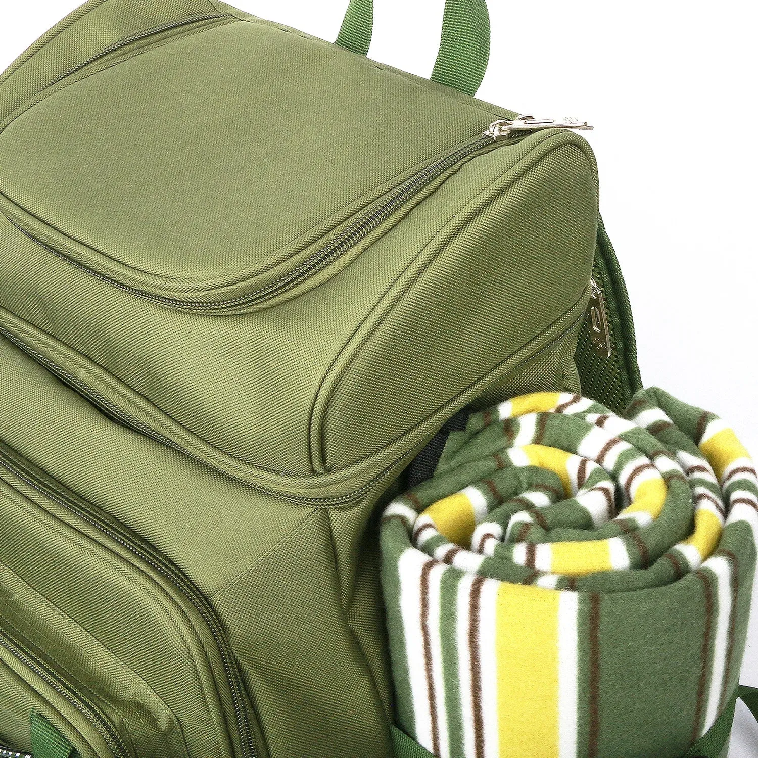Picnic Basket Backpack with Insulated Cooler for Four