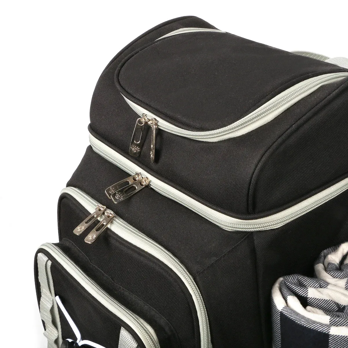 Picnic Basket Backpack with Insulated Cooler for Four