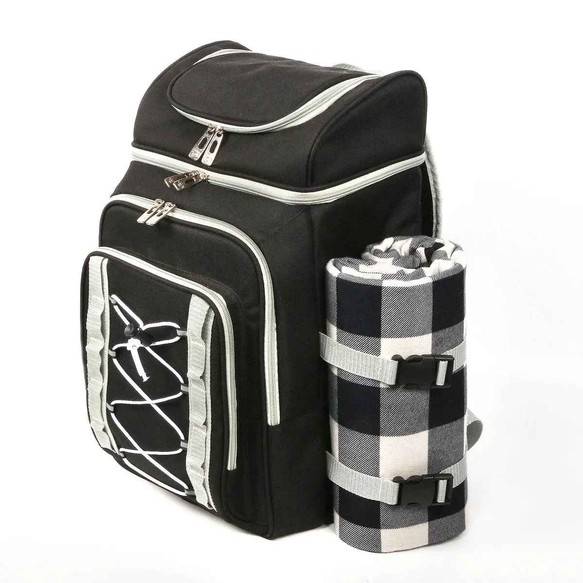 Picnic Basket Backpack with Insulated Cooler for Four